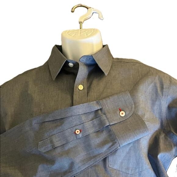 UNTUCKit Blue Button Down Wrinkle Free Tall Slim Dress Shirt, Large - Picture 3 of 6